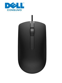 Mouse ptico Dell, Negro, USB, 3 botones con