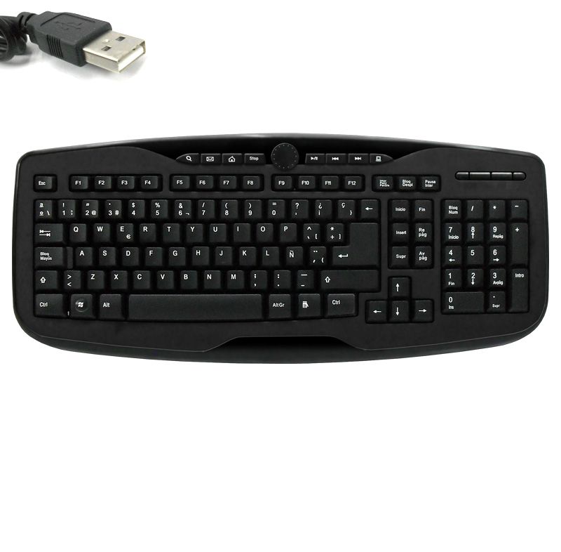 Teclado Ecotrend 619M, USB, Español, Negro, Multimedia.