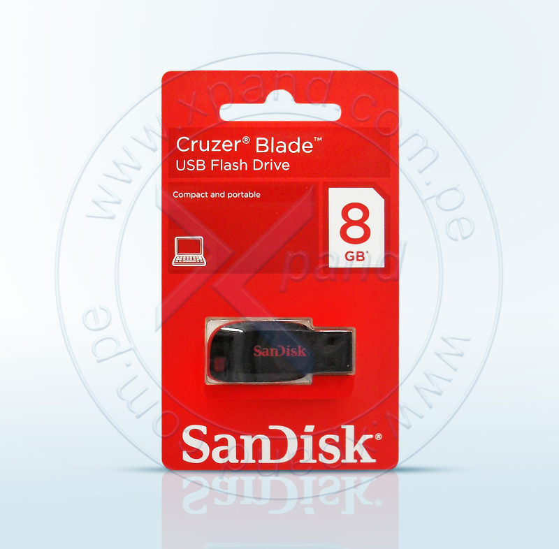 Imagen: Memoria Flash USB SanDisk Cruzer Blade, 8GB, USB2.0, presentacin en colgador.