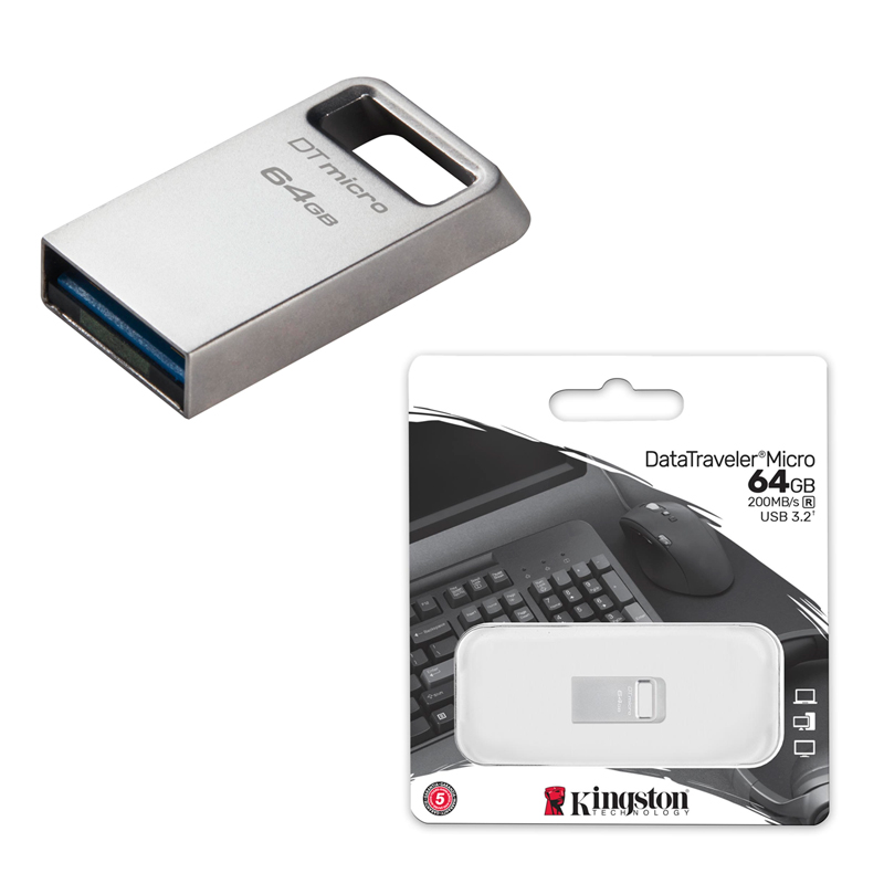 Imagen: Memoria Flash Kingston DataTraveler Micro Unidad Flash USB Ultrapequeo con Metal Premium.
