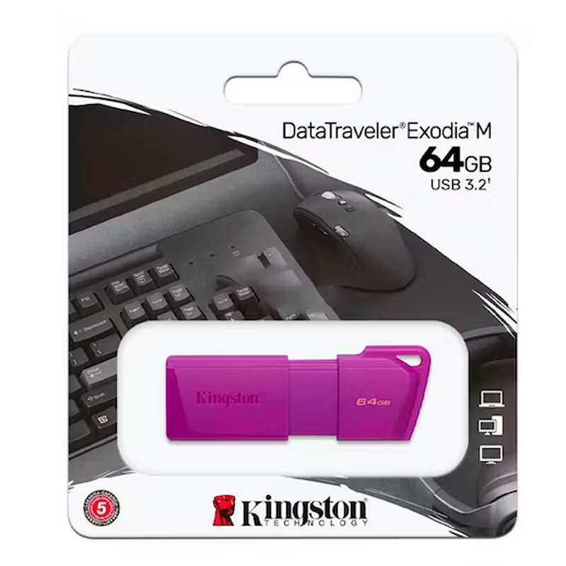Imagen: MEM FLASH, USB DRIVE; KINGSTON; DTXM 64GB NEON PURPLE