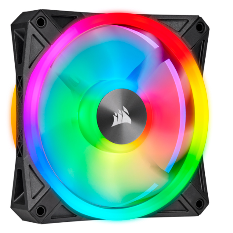 Imagen: Fan Corsair QL120 RGB, 12 cm, 525 - 1500 10% RPM, 6V - 13.2V, PWM Control.
