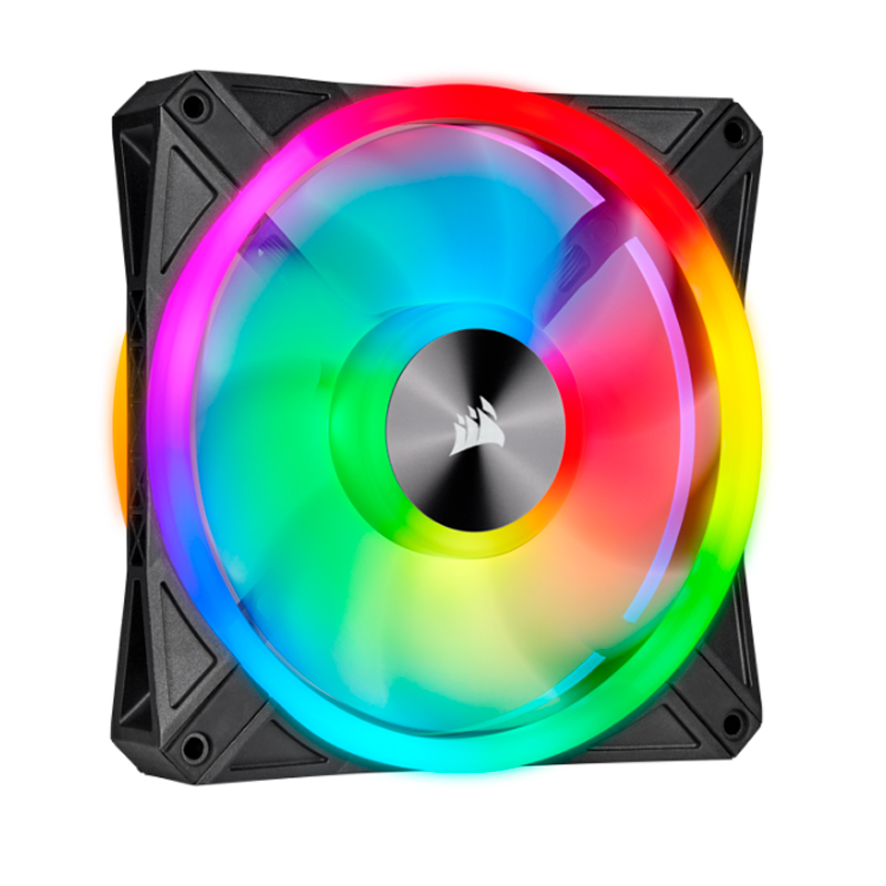 Imagen: Fan Corsair QL140 RGB, 14 cm, 550 - 1250 10% RPM, 6V - 13.2V, PWM Control.