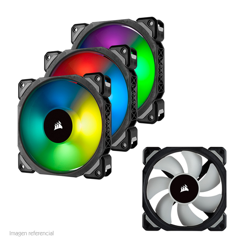 Imagen: Fan Corsair ML120 Pro RGB Led, 12 cm, 1600 RPM, 13.2 VDC, 4 pines, PWM Control.