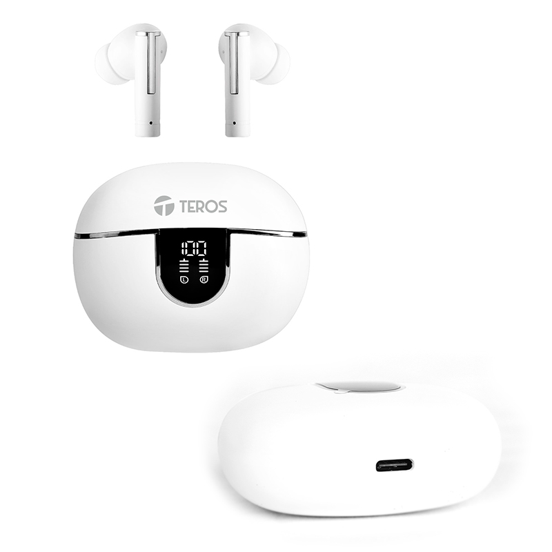 Imagen: Audfonos Teros TE-8075W, Bluetooth, TWS, Blanco
