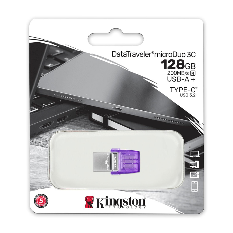Imagen: Memoria Flash USB Kingston 128GB DataTraveler microDuo 3C 200MB/s dual USB-A + USB-C