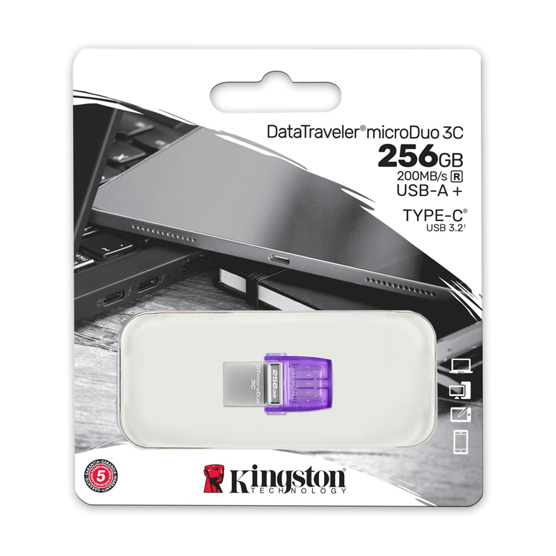Imagen: Memoria Flash USB Kingston 256GB DataTraveler microDuo 3C 200MB/s dual USB-A + USB-C