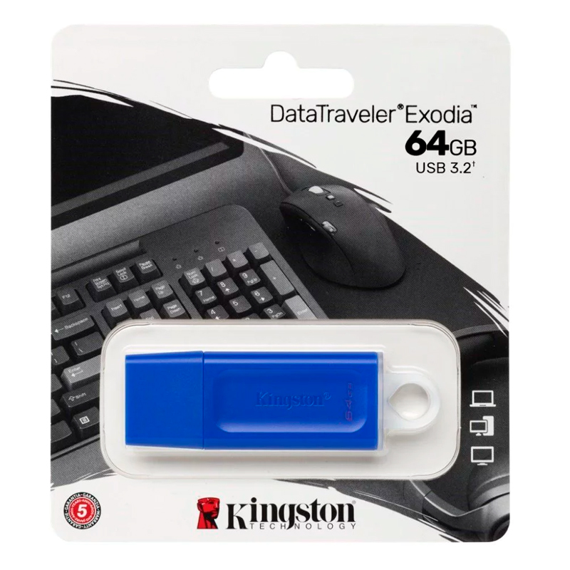 Imagen: Memoria Flash USB Kingston DataTraveler Exodia 64GB, USB 3.2 Gen 1, Color Azul.