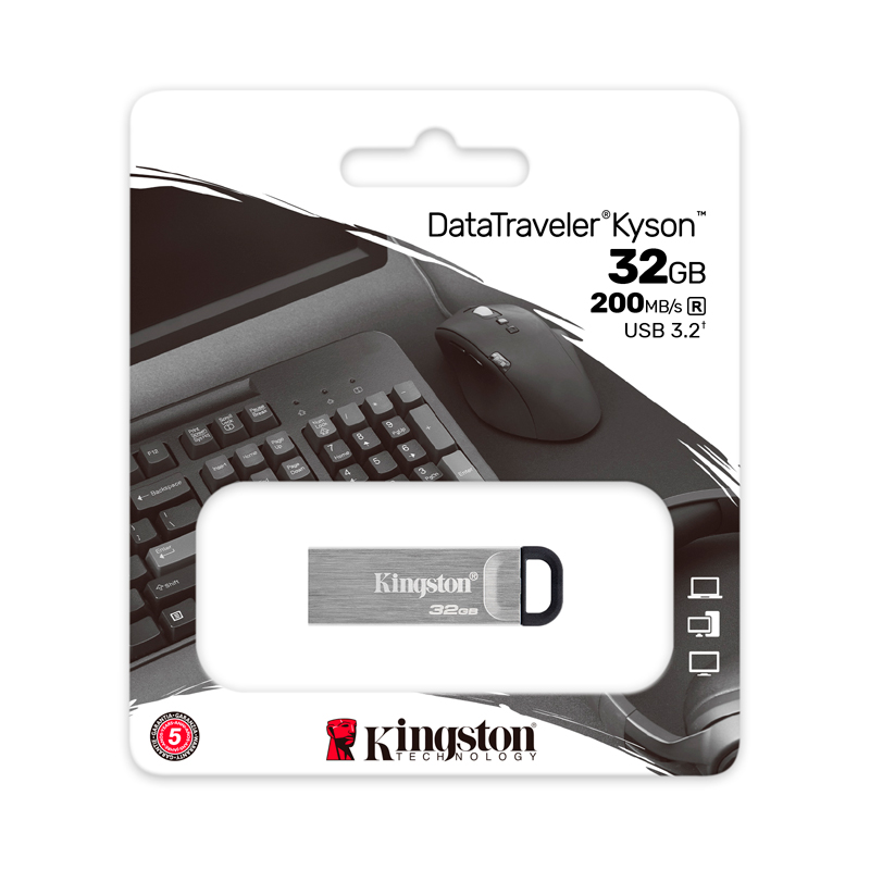Imagen: Memoria Flash USB Kingston DataTraveler Kyson 32GB, USB 3.2 Gen 1, Color Plata.