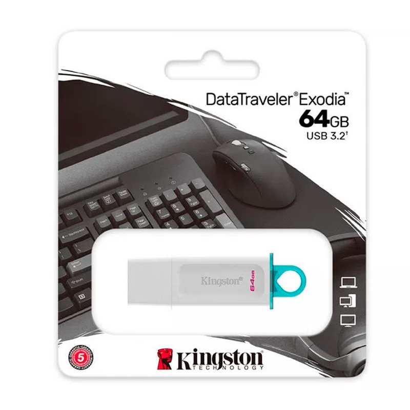 Imagen: Memoria Flash USB Kingston DataTraveler Exodia, 64GB, USB 3.2 Gen 1, Blanco
