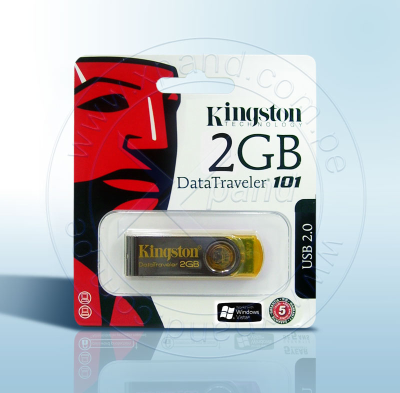 Imagen: Memoria Flash USB Kingston DataTraveler 101, 2GB, USB 2.0, Amarillo.