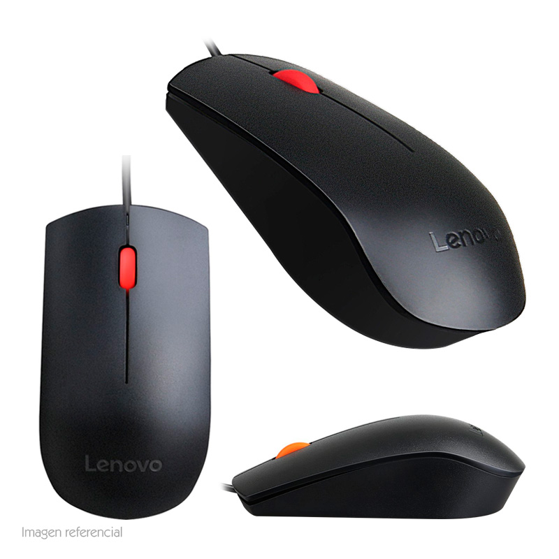 Imagen: Mouse ptico Lenovo Essential, 1600 dpi, USB, Negro, presentacin en caja.
