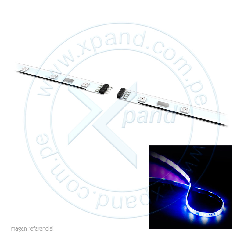 Imagen: Kit de extensin NZXT HUE+, LED RGB, cables de 30 cm y 10 cm, cinta de doble pega.