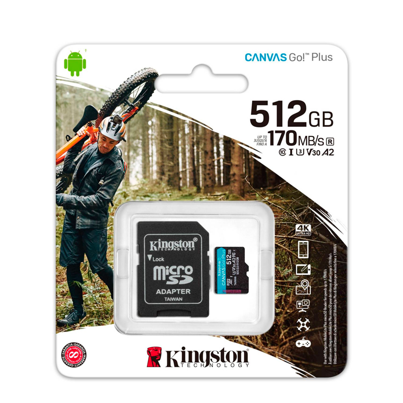 Imagen: Memoria micro-SD Kingston Canvas Go! Plus, 512GB, con Adaptador SD