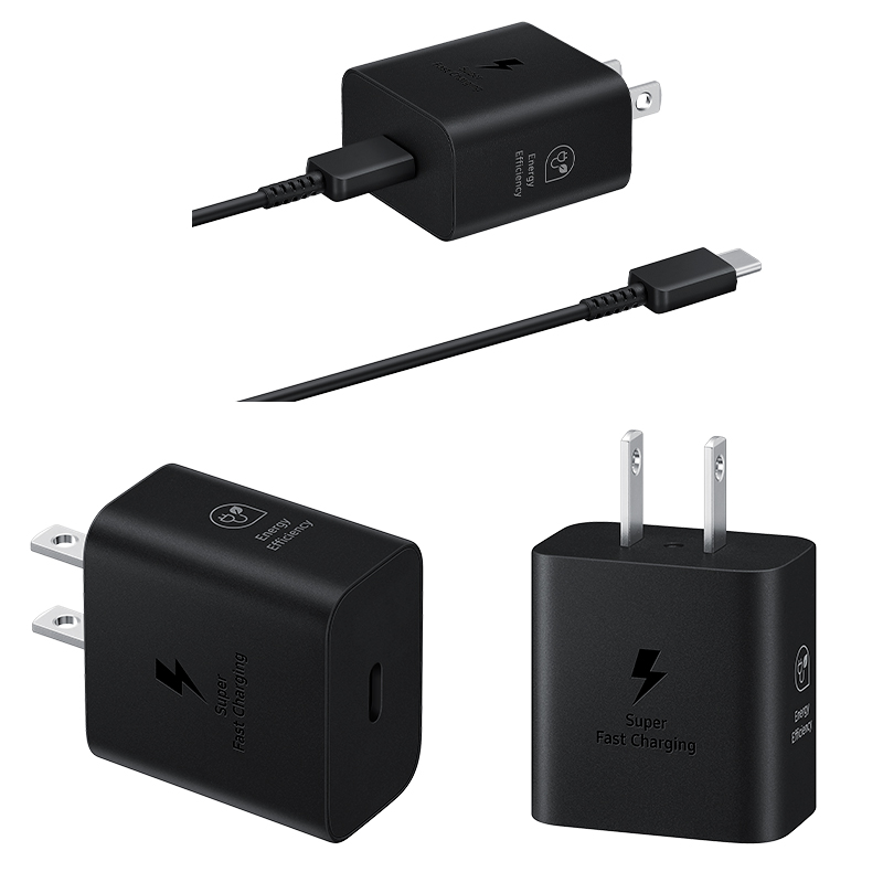 Imagen: Adaptador de corriente Samsung Travel 25W+Cable, para dispositivos compatibles con USB-C.