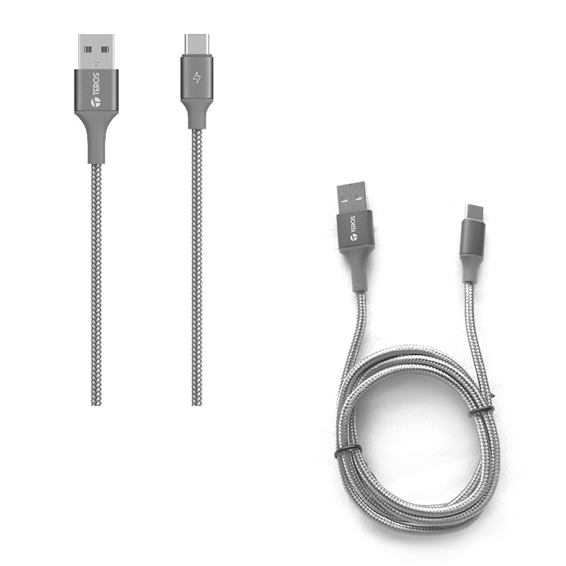 Imagen: Cable USB Teros TE-70211W, Tipo A - Tipo C, 3A, 60W Max, GRIS