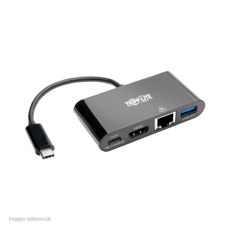 Imagen: Adaptador Tripp-Lite U444-06N-HGUB-C, USB-C a HDMI, USB, LAN GbE, Thunderbolt 3, Carga PD.