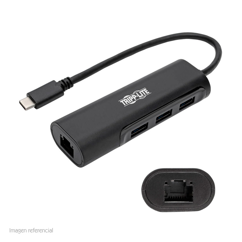 Imagen: Hub USB Type-C, porttil Tripp-Lite U460-003-3A1GB, 3 Puertos USB 3.1, RJ45, 5 Gbps.