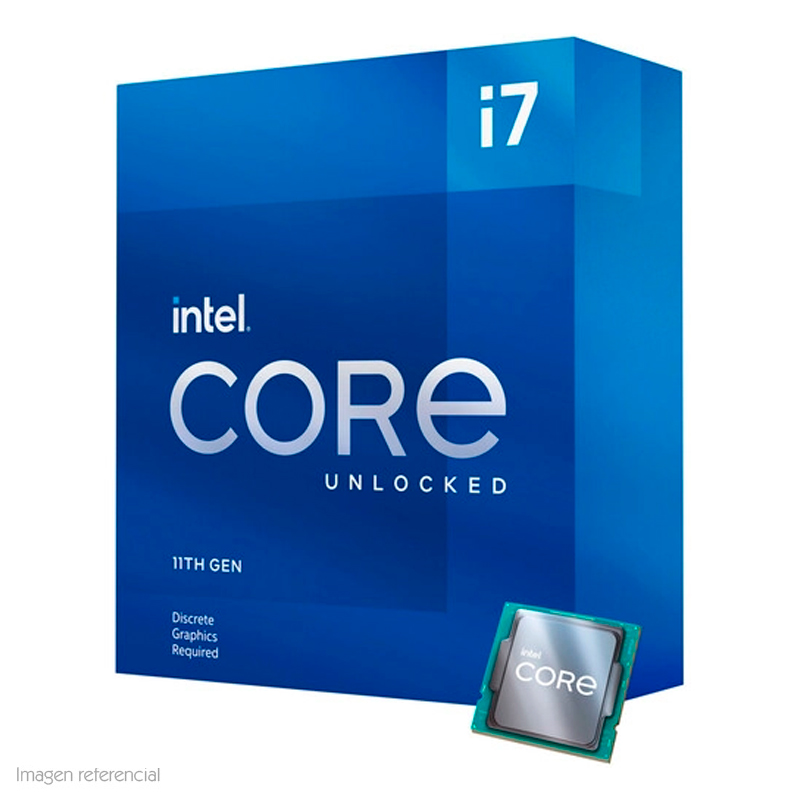 Imagen: Procesador Intel Core i7-11700KF 3.60 / 5.00 GHz, 16 MB Cach L3, LGA1200, 125W, 14 nm.