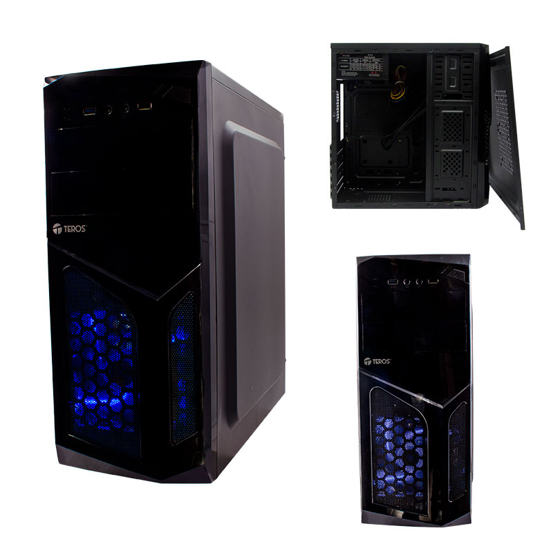 Imagen: Case Teros TE1055, Mid Tower, ATX, 600W, USB 2.0/ USB 3.0, Audio, Negro.