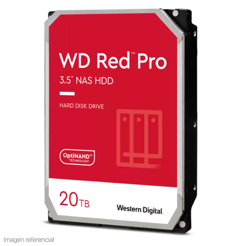 Imagen: Disco duro Western Digital Red Pro NAS, WD201KFGX, 20TB, SATA, 7200rpm, 3.5", Cache 512MB.