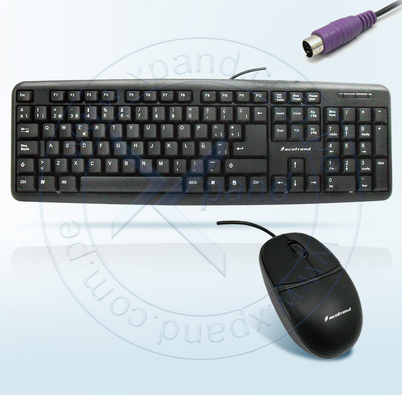 Imagen: Kit Teclado y Mouse Ecotrend 070 Wired, PS/2, Espaol, Negro.