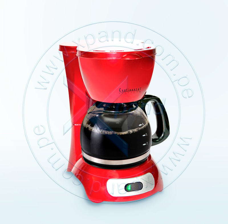 Imagen: Cafetera Continental Electric CM43655-02, 4 tazas, antigoteo, filtro permanente, roja.