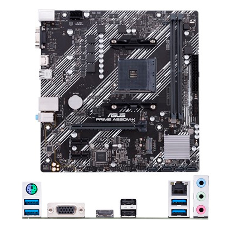 Imagen: Motherboard ASUS PRIME A520M-K, Chipset AMD A520, Socket AMD AM4, Micro ATX