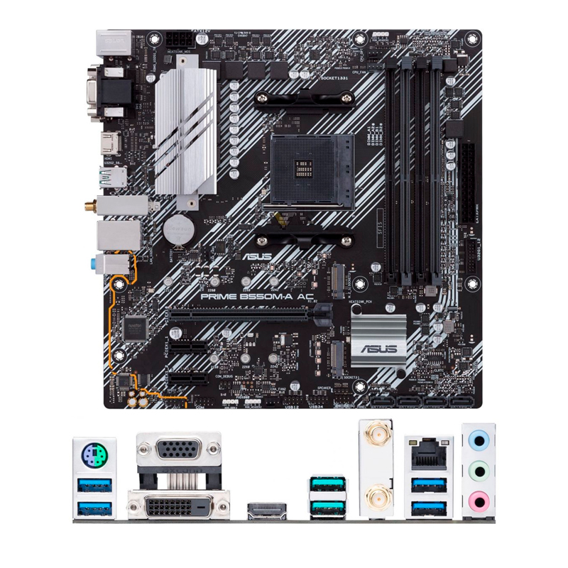 Imagen: Motherboard Asus PRIME B550M-A AC, Chipset AMD B550, Socket AMD AM4, mATX