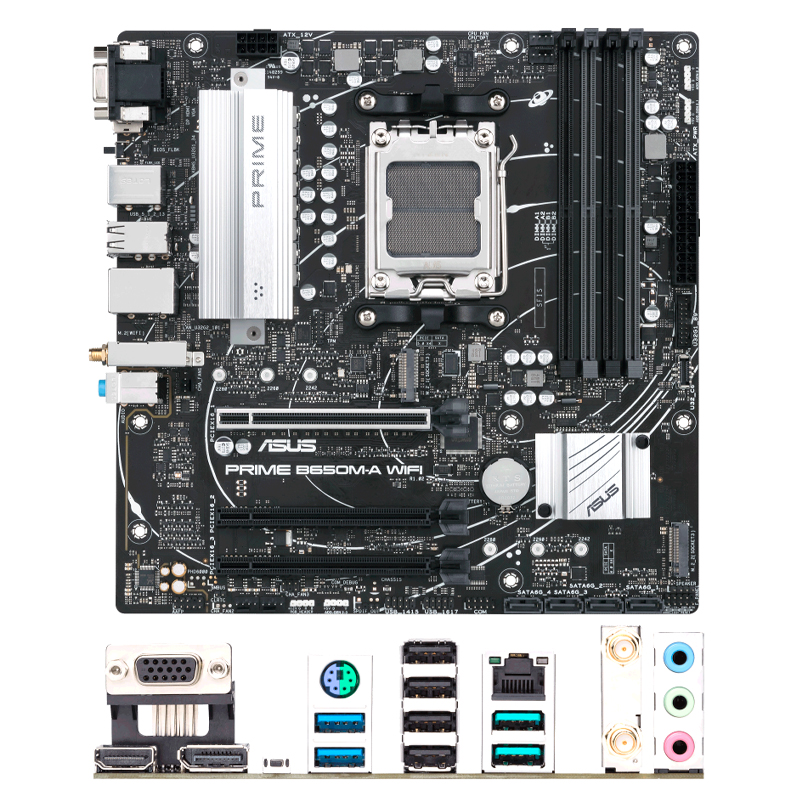 Imagen: Motherboard ASUS PRIME B650M-A WIFI, Chipset AMD B650, Socket AMD AM5, mATX