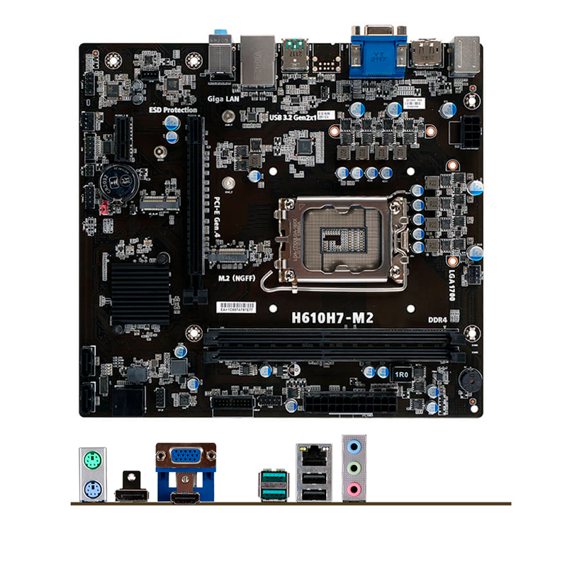 Imagen: Motherboard ECS H610H7-M2, Chipset Intel H610, LGA1700, mATX