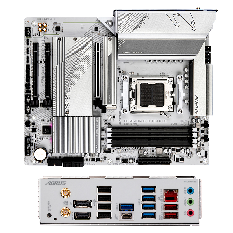 Imagen: Motherboard Gigabyte B650 AORUS ELITE AX ICE, Chipset AMD B650, Socket AMD AM5, ATX