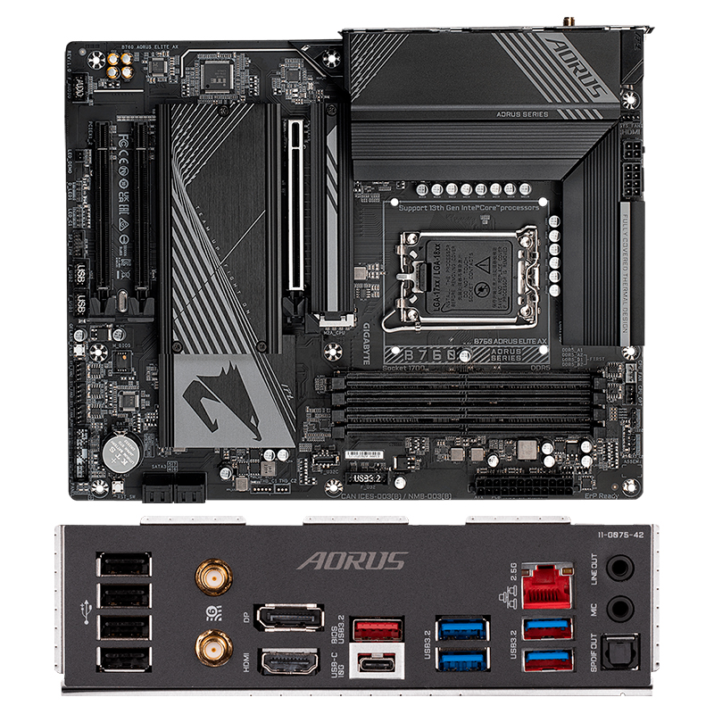 Imagen: Motherboard Gigabyte B760 AORUS ELITE AX (rev. 1.0) Chipset Intel B760, LGA1700, ATX