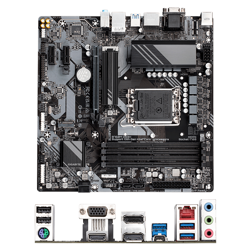 Imagen: Motherboard Gigabyte B760M DS3H (rev. 1.0) Chipset Intel B760, LGA1700, Micro ATX