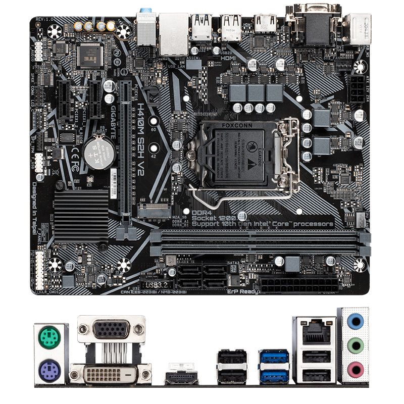 Imagen: Motherboard Gigabyte H410M S2H V2 (rev. 1.0) Chipset Intel H470, LGA1200, Micro ATX