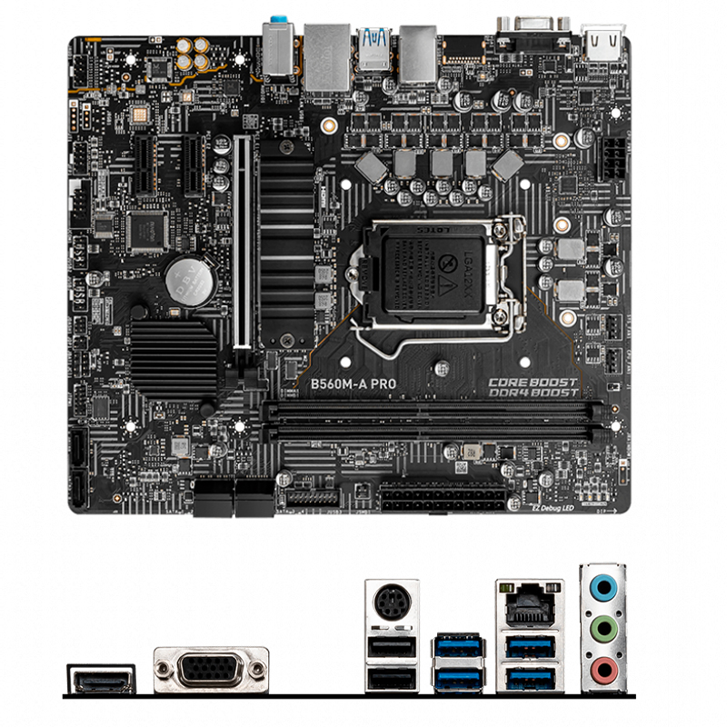 Imagen: Motherboard MSI B560M-A PRO Intel B560, LGA1200, DDR4, HDMI, VGA, LAN, USB 3.2 GEN1, M-ATX
