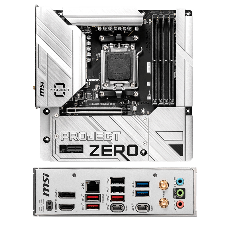 Imagen: Motherboard MSI B650M PROJECT ZERO, Chipset AMD B650, Socket AMD AM5, mATX