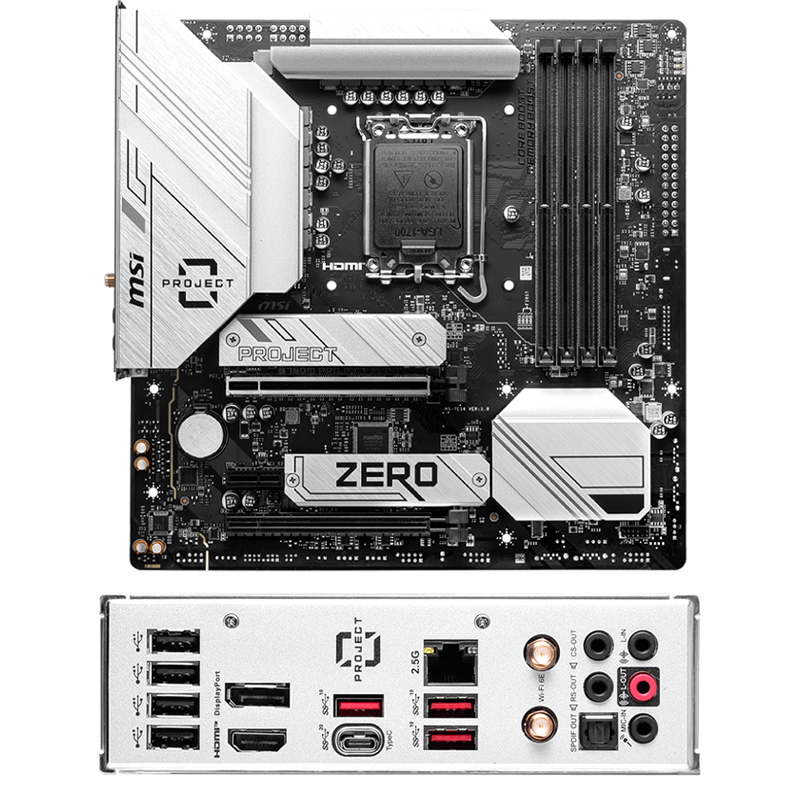 Imagen: Motherboard MSI B760M PROJECT ZERO, Chipset Intel B760, LGA1700, HDMI, DP, ATX