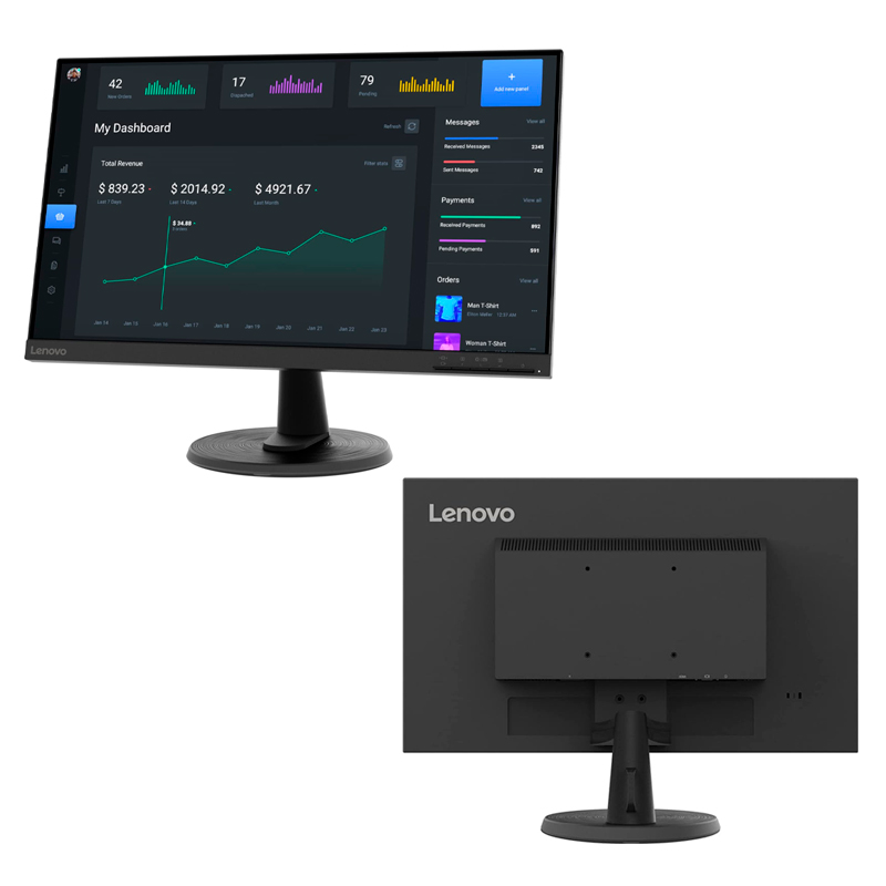Imagen: Monitor Lenovo C24-40, 23.8" WLED VA, Anti-Glare, 75Hz, 1 x HDMI, 1 x VGA.