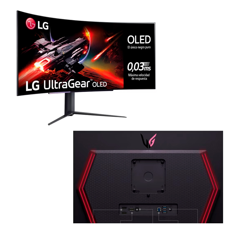 Imagen: Monitor Gaming LG 44.5" UltraGear 45GR95QE-B, Curva (800R) (3440x1400), Panel OLED