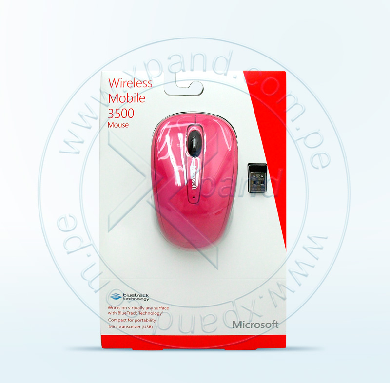 Imagen: Mouse ptico inalmbrico Microsoft Mobile 3500, 1000 dpi, rosado, BlueTrack.