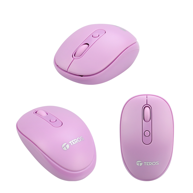 Imagen: Mouse ptico inalmbrico Teros TE5075P, Color Purpura, 1600 dpi, receptor USB.