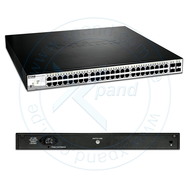 Imagen: Switch D-Link DGS-1210-52MP, 48 LAN GbE PoE, 4 SFP, Capa 2 / 3.