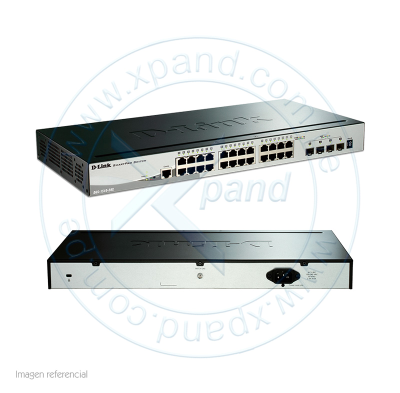 Imagen: Switch D-Link DGS-1510 Series, Capa L2/L3, 24 RJ-45 GbE, 4 SFP+ 10GbE.
