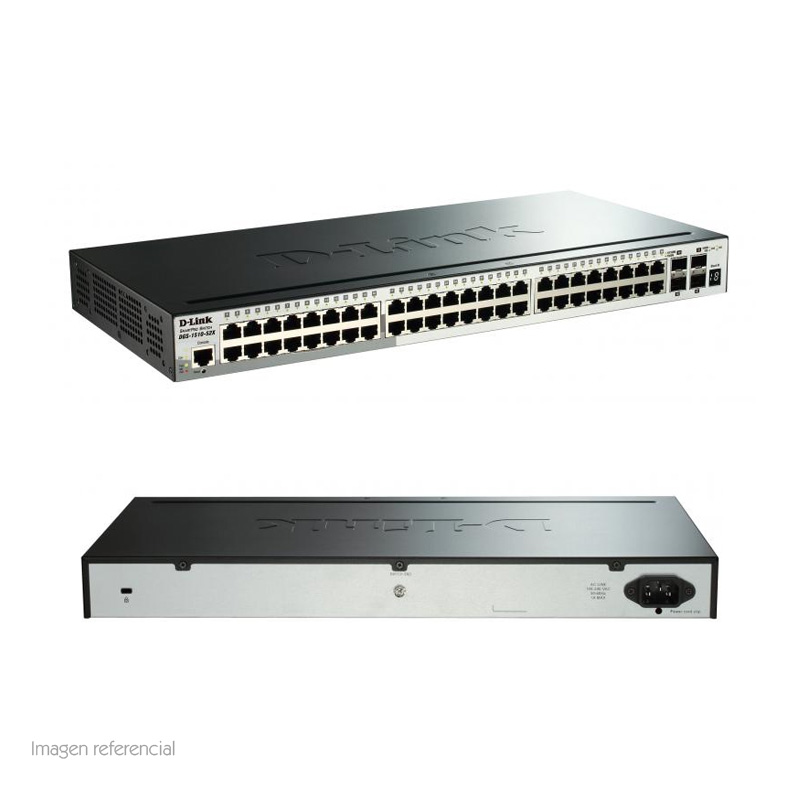 Imagen: Switch SmartPro D-Link DGS-1510-52x, 48 RJ-45 LAN GbE, 4 puertos 10G SFP+.