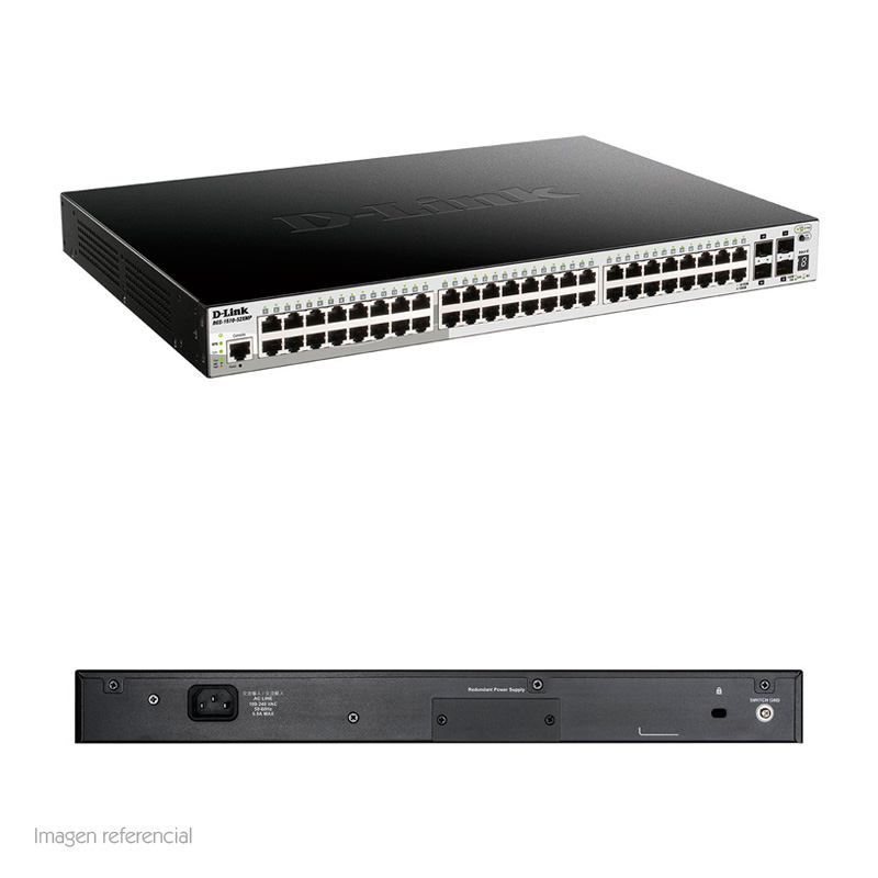 Imagen: Switch D-Link DGS-1510, 48 RJ-45 GbE, 4 puertos 10G SFP+, PoE.