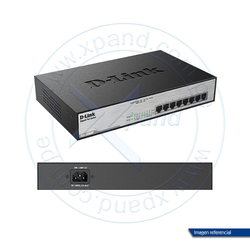 Imagen: Switch D-Link DGS-1008MP, 8 RJ-45 10/100/1000 Mbps, PoE.