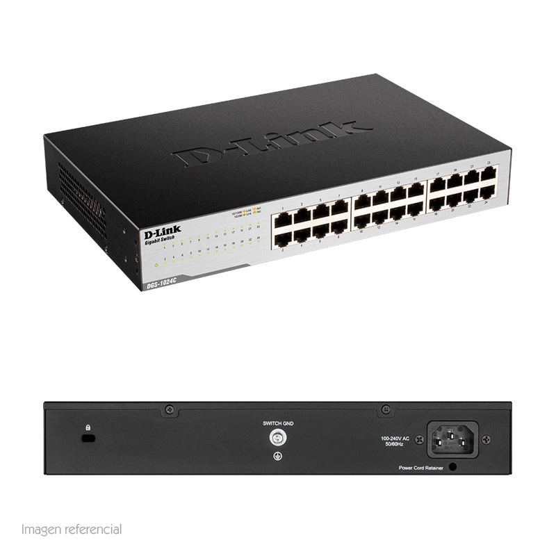 Imagen: Switch D-Link DGS-1024C, Capa 2, 24 RJ-45 LAN GbE, Auto MDI/MDI-X.