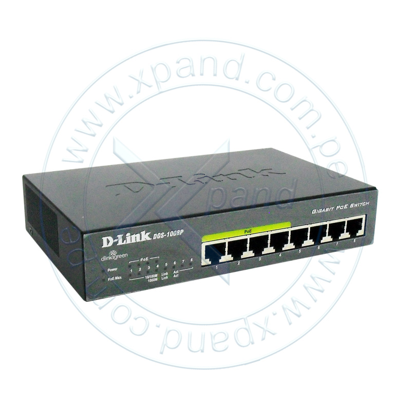 Imagen: Switch D-Link DGS-1100-08P, Capa 2, 8 puertos RJ-45 LAN GbE, PoE, Auto MDI/MDIX.
