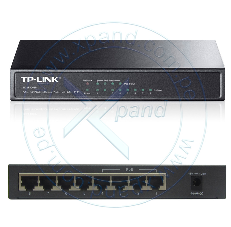 Imagen: Switch TP-Link TL-SG1008P, 8 Puertos GbE (4 Puertos PoE : IEEE 802.3af).